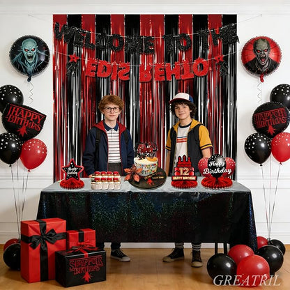 Black Red Party Streamers Backdrop - Image 2