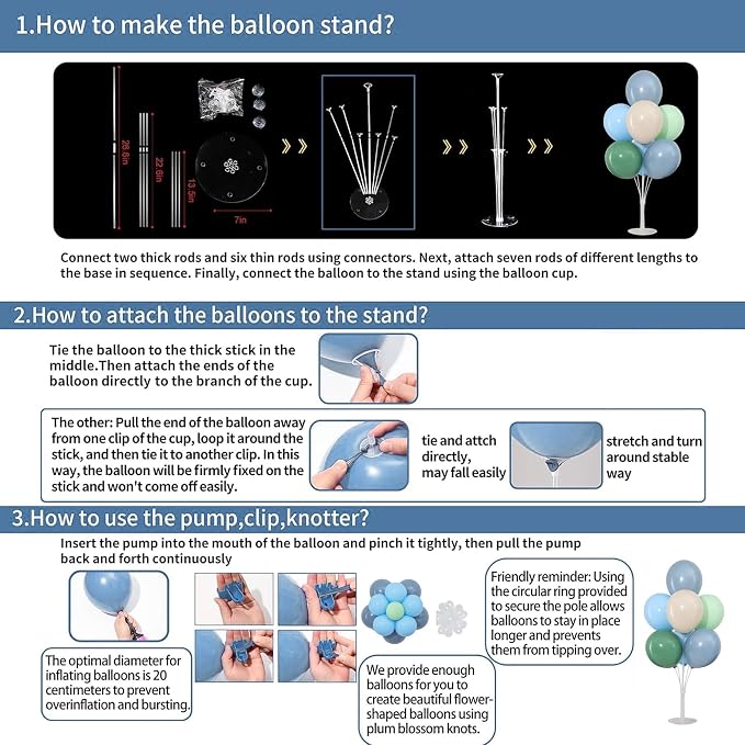 4 Sets Sage Green Dusty Blue Balloons Stand - Image 5