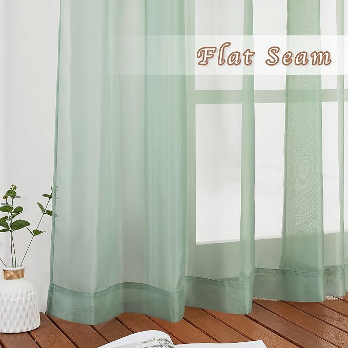 NICETOWN Sheer Sage Green Curtains - Image 6