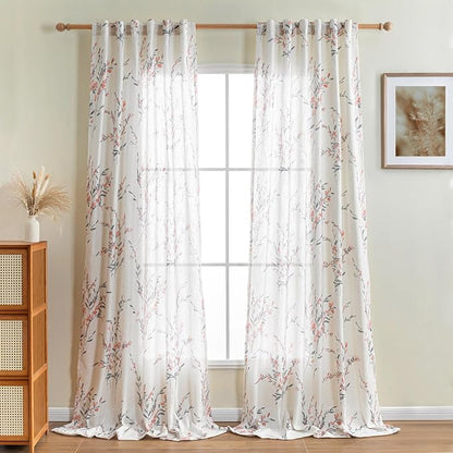 MYSKY HOME 108 Inches Long Ceiling Curtains Sheer Linen Blend Window Curtain - Image 2