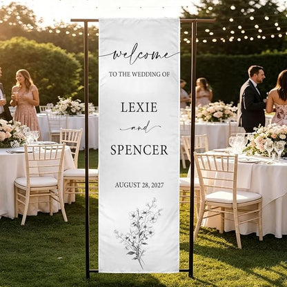 Personalized Fabric Wedding Welcome Sign, Cotton Linen Banner - Image 3