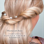 Frenchies French Twist Hair Pin, Velvet Coated Extra Soft French Hair Pins for Women, Wedding, Updo Extensions, or Wig, 6 Pearls + 6 Crystals, 20 Count (10 Lrg, 10 Sm), Blond