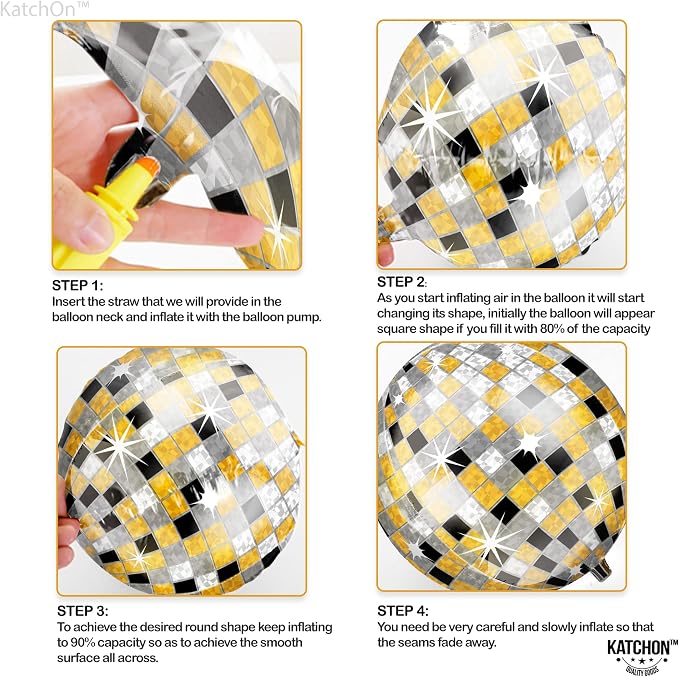 KatchOn Disco Ball Balloons 22 Inch, 360 Degree 4D Sphere Disco Balloon - Image 5