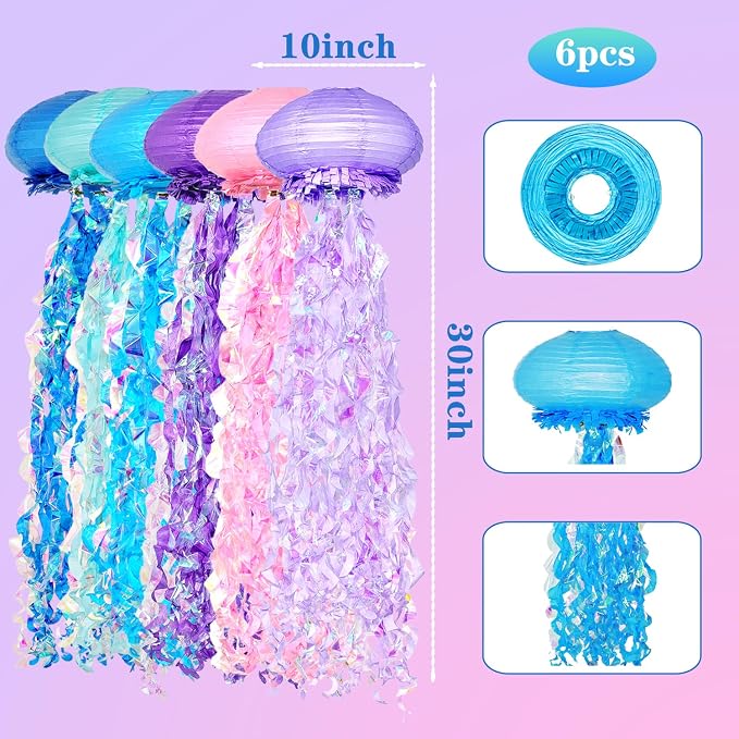 OBXT Hanging Jellyfish Lanterns Multi-Color 6 Pack - Image 5
