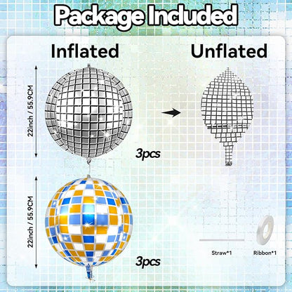6pcs 22 Inch Silver Disco Ball Balloons - Image 2
