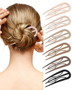 French Hair Pin for Women - U-Shaped Hair Fork for Updos, Chignons & French Twists, Durable Acrylic, Secure & Elegant Styling for All Hair Types (Neutral colors (Matte))