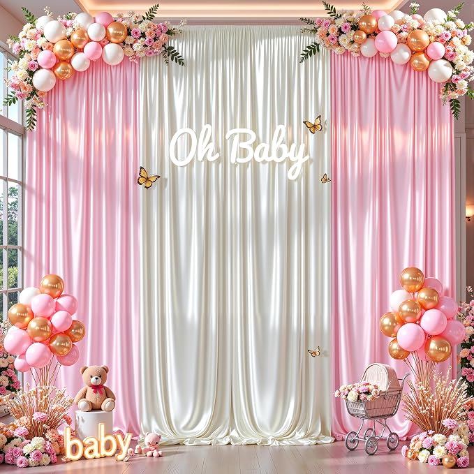 20x10ft Ivory Glitter Backdrop Curtain - Image 6
