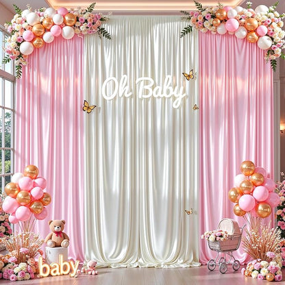 20x10ft Ivory Glitter Backdrop Curtain - Image 6