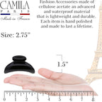 Camila Paris MP2 French Hair Clip for Women, Small Girls Hair Claw Jaw. Black, Fashion Durable and Styling Hair Accessories for Women, No Spring Grip Link System, Strong Hold No Slip, Made in France