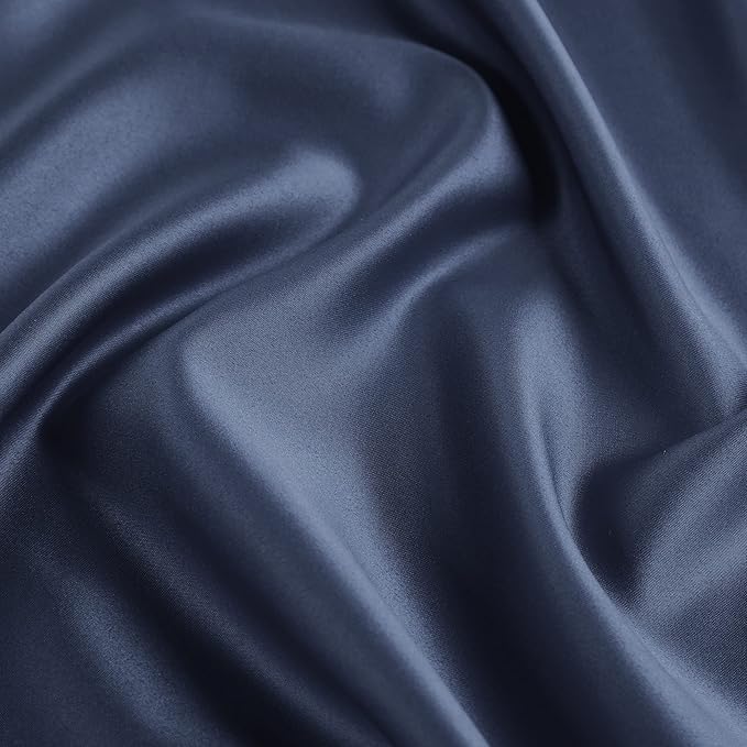 uxcell 2 Pack Silk Satin Pillowcase for Hair and Skin, Cool, Silky, Soft Breathable Pillow Cases Standard Size 20x26 Inch Sateen Pillowcase Navy with Envelope Closure