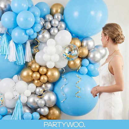 PartyWoo Light Blue Balloons 100pcs Baby Pastel Blue Different Sizes | 36 18 12 - Image 9
