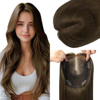 HAIR Real Human Hair Toppers for Women 150 Density 6x7inch 75 grams 16 inch medium dark brown for Women with Thinning Crown (#4 16inch)