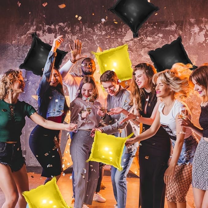 Metallic Gold and Black Double Sided Square Foil Balloons Wall, 19 Inches - Image 6