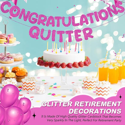 Fulmoon Pre Strung Congratulations Quitter Glitter Banner Funny Retirement - Image 4