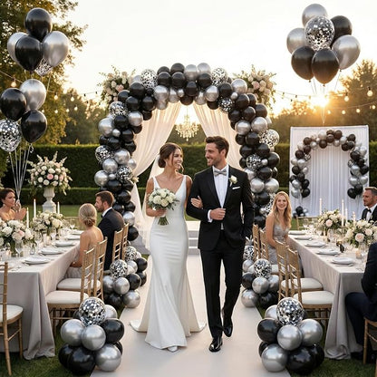 Black and Silver Balloons Arch Kit - Image 2