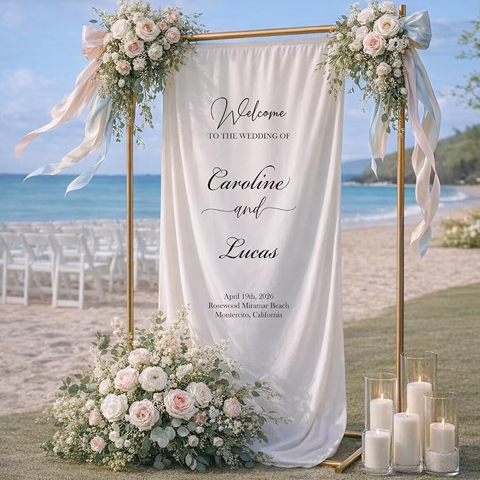 Personalized Fabric Wedding Welcome Sign, Cotton Linen Banner - Image 3