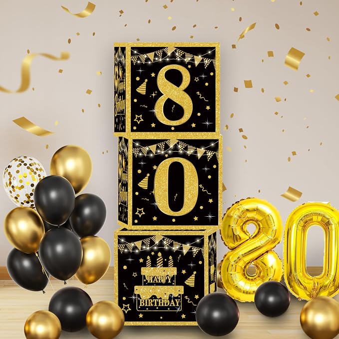 Gold 80th birthday decorations for men - Image 3