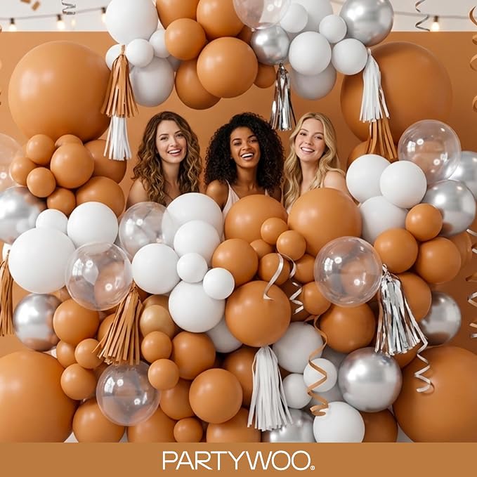 PartyWoo Boho Neutral Light Brown Balloons 85pcs Coffee Color | 18 12 10 5 Inch - Image 5