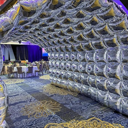 50pcs Metallic Silver Square Foil Balloons Wall Backdrop - Image 6