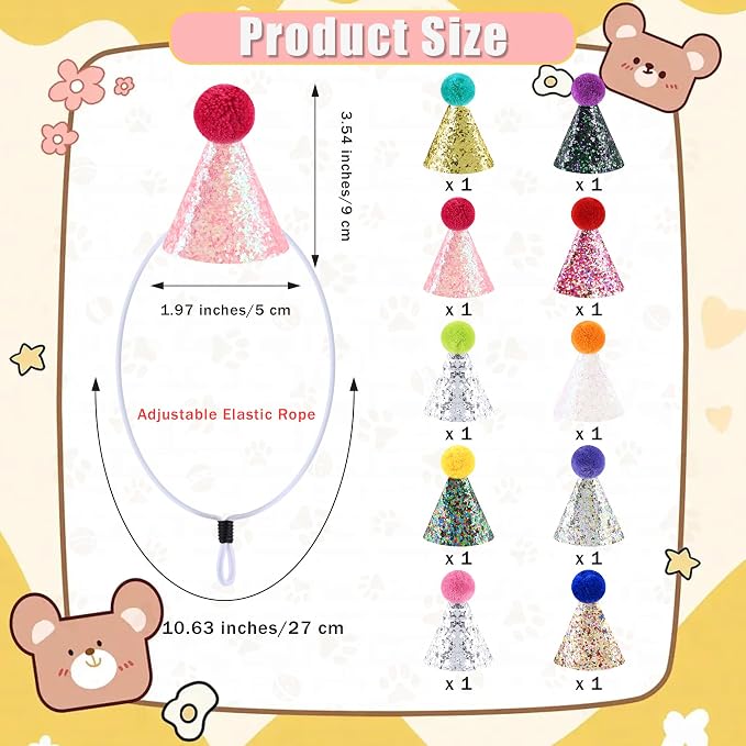 CANREVEL Mini Party Hats for Stuffed Animals Headwear, Birthday Hats - Image 3