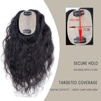 Curly Hair Toppers for Women, Real Human Hair Topper for Thinning Hair, Realistic Scalp Crown Hair Topper with Natural Volume, Clip-In 3D Scalp Cover, Natural Black 1B 10 In