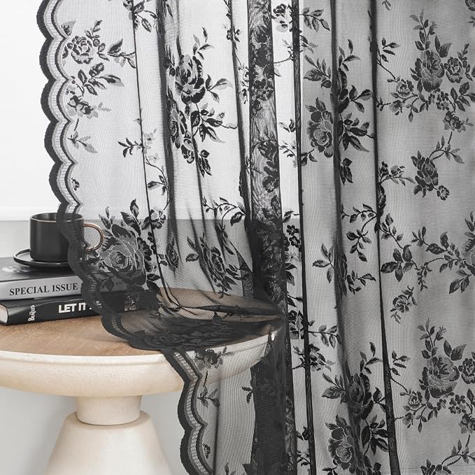 SEEKRIGHT Black Lace Curtains - Image 4