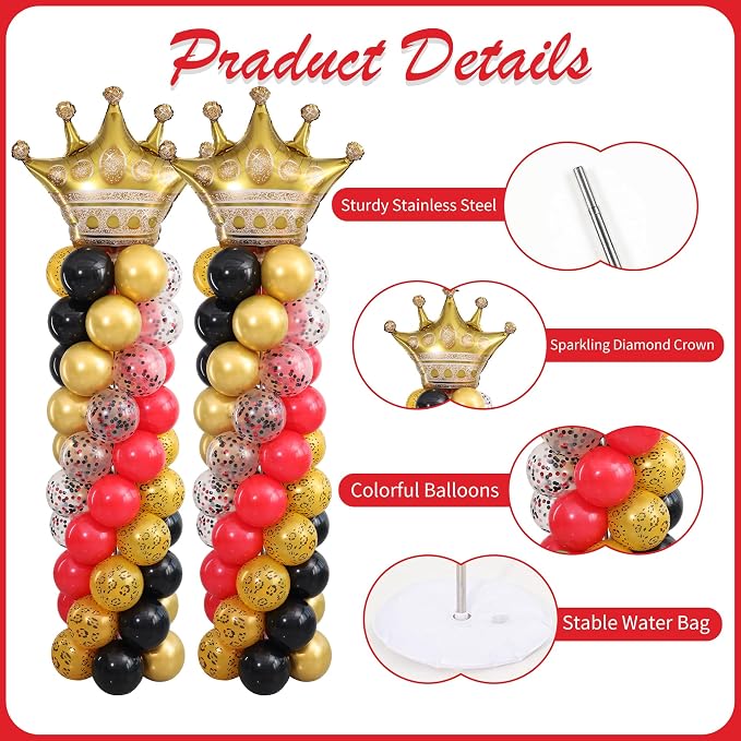 Red Black Gold Balloon Column Stand Kit Set of 2 - Image 5