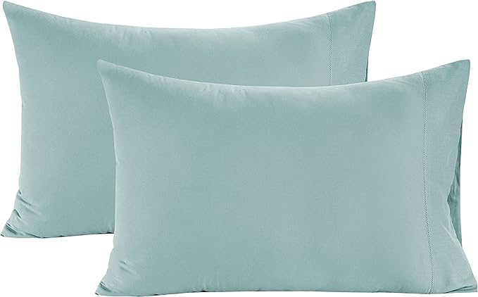 Lane Linen 100% Organic Cotton Pillow Cases Standard Size Set of 2 (20"x26") - Cotton Pillowcases Standard Size - Soft Light Blue Pillow Cases Set of 2 - Standard Pillow Case Pack of 2 - Cool Blue