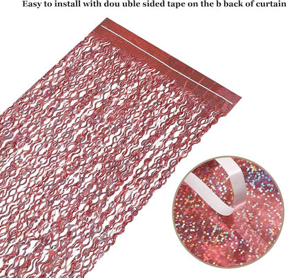 3 Pack 3.3 ft x 6.6 ft Tinsel Curtain -CYLMFC Rose Gold Birthday Backdrop - Image 4