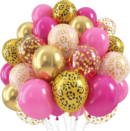Hot Pink Cheetah Balloons, Pastel Pink Metallic Gold Leopard Print Balloons & by Froova