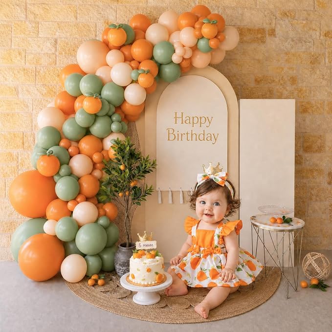CROSSFINGERS Orange Baby Shower Decorations, Sage Green Balloon Arch Kit | Sand - Image 6