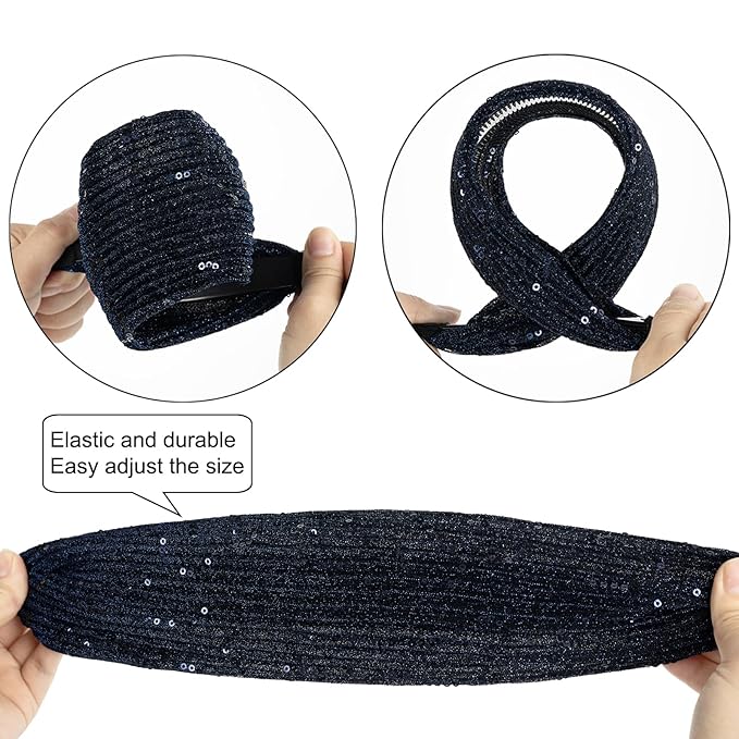 DORIS&JACKY Fashion 2.5 Inch Wide Lace Headbands Elastic Hairbands With Teeth Headwear Accessories For Women And Girls (Pattern 6-5PCS)