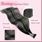 YoungSee I Tips Hair Extensions Ombre I Tip Hair Extensions Balayage Black with Silver Human Hair Extensions I Tip Balayage 20 Inch Itips Hair Extension Human Hair Silky Straight 50s 50g