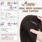 Rich Choices Real Human Hair Toppers for Women With Bang 100% Remy Human Hair Topper for Thinning Hair Clip in Silk Base Hair Topper 14 Inch #1B Natural Black