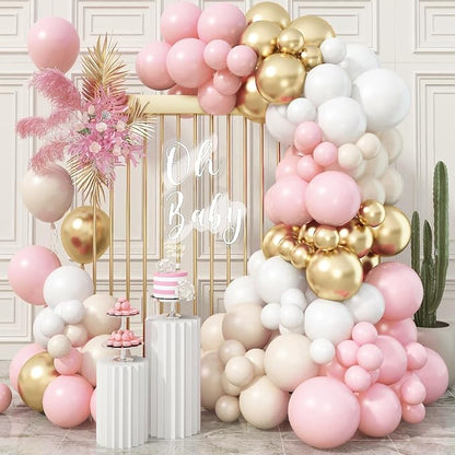 Pink Beige Gold Balloon Garland Arch Kit, 109 Pieces Blush Pastel Pink Peach by Togvu