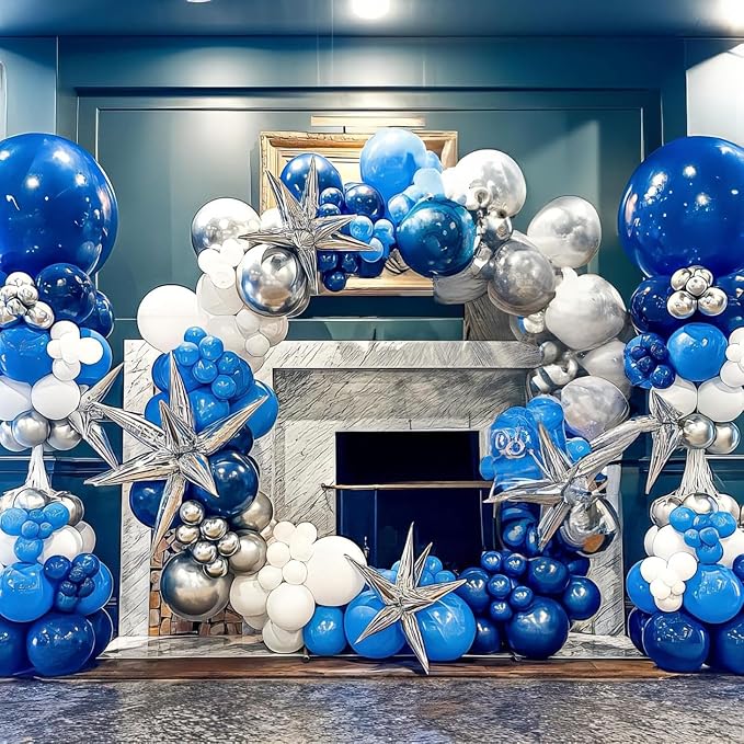 Blue White Silver Balloon 12 Inch Graduation Balloons Pearl Navy Royal Blue - Image 3