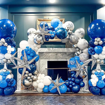 Blue White Silver Balloon 12 Inch Graduation Balloons Pearl Navy Royal Blue - Image 3