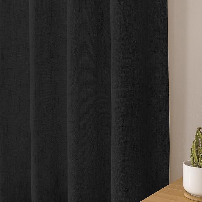Tollpiz Short Linen Curtain Living Room Rod Pocket Semi Sheer Curtains Burlap - Image 8