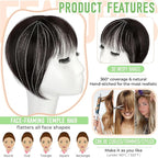 Bangs Hair Clip in Bangs 360°3D Cover Hair Topper Synthetic HairPieces for Women Dark Brown Wispy Fake Bangs Toppers for Daily Wear
