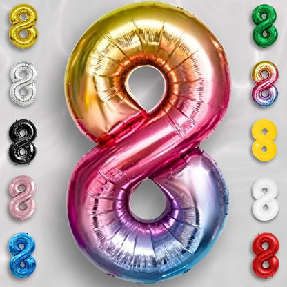 Rainbow Number Balloons 8 Mylar Foil 40 Inch - Image 6