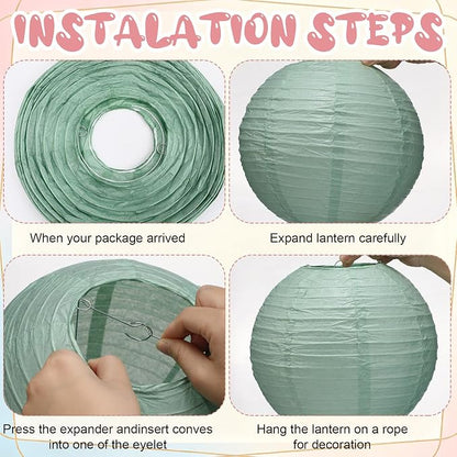 12 Pcs 10 Inch Hanging Paper Lanterns Party Decorations Pastel Spring Classroom - Image 4