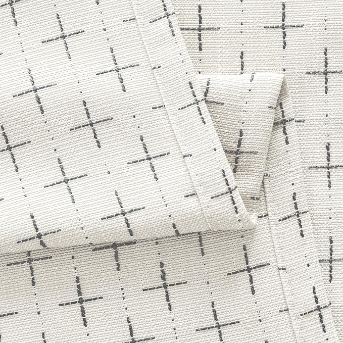 MIULEE Patterned Farmhouse Linen Curtains, Back Tab, Pure White | Linen Curtains - Image 5