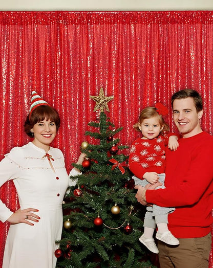 Eternal Beauty Red 3mm Sequin Backdrop 10x10 Ft - Image 7