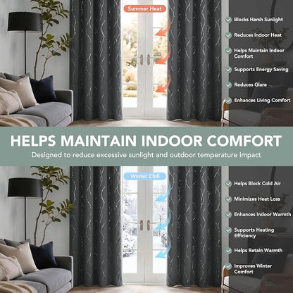 Deconovo 100% Blackout Living Room Curtains 95 Inches Long, Thermal Insulated - Image 9
