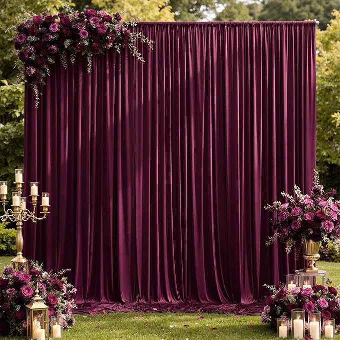 10×14 ft Wrinkle Free Maroon Backdrop Curtain - Image 7