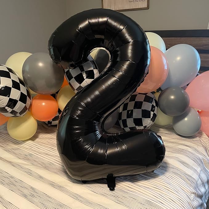 Black Foil Balloon Number 2, Large Number 2 Helium Balloon - Image 3