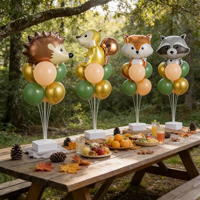 4 Sets Vbs Woodland Animals Party Balloons Stand Kit - Image 4