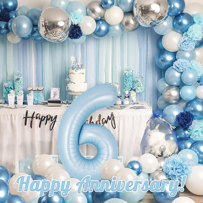 Light Blue Number 6 Balloon, 40 Inch Big Large Foil Number Balloons, Giant - Image 6