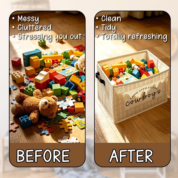 Western Cowboy Nursery Foldable Storage Bins Box - Image 6