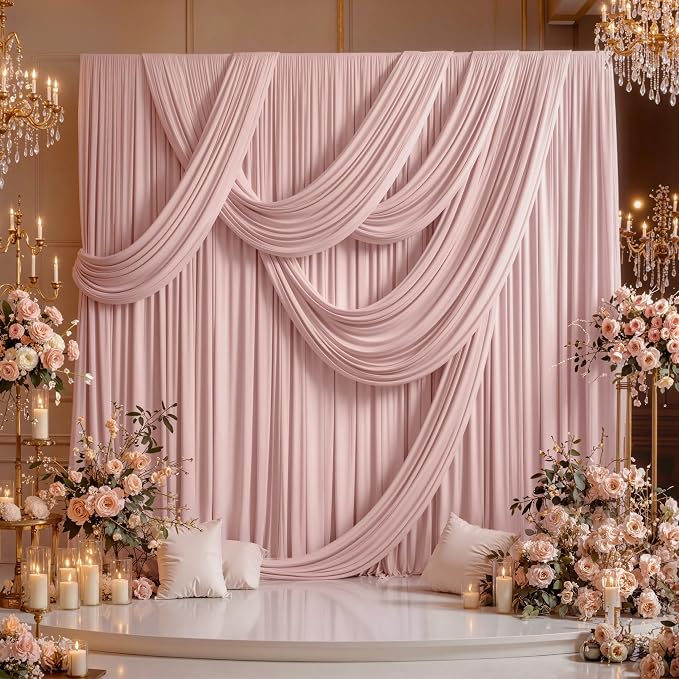 20ft x 12ft Dusty Pink Backdrop Curtains - Image 3